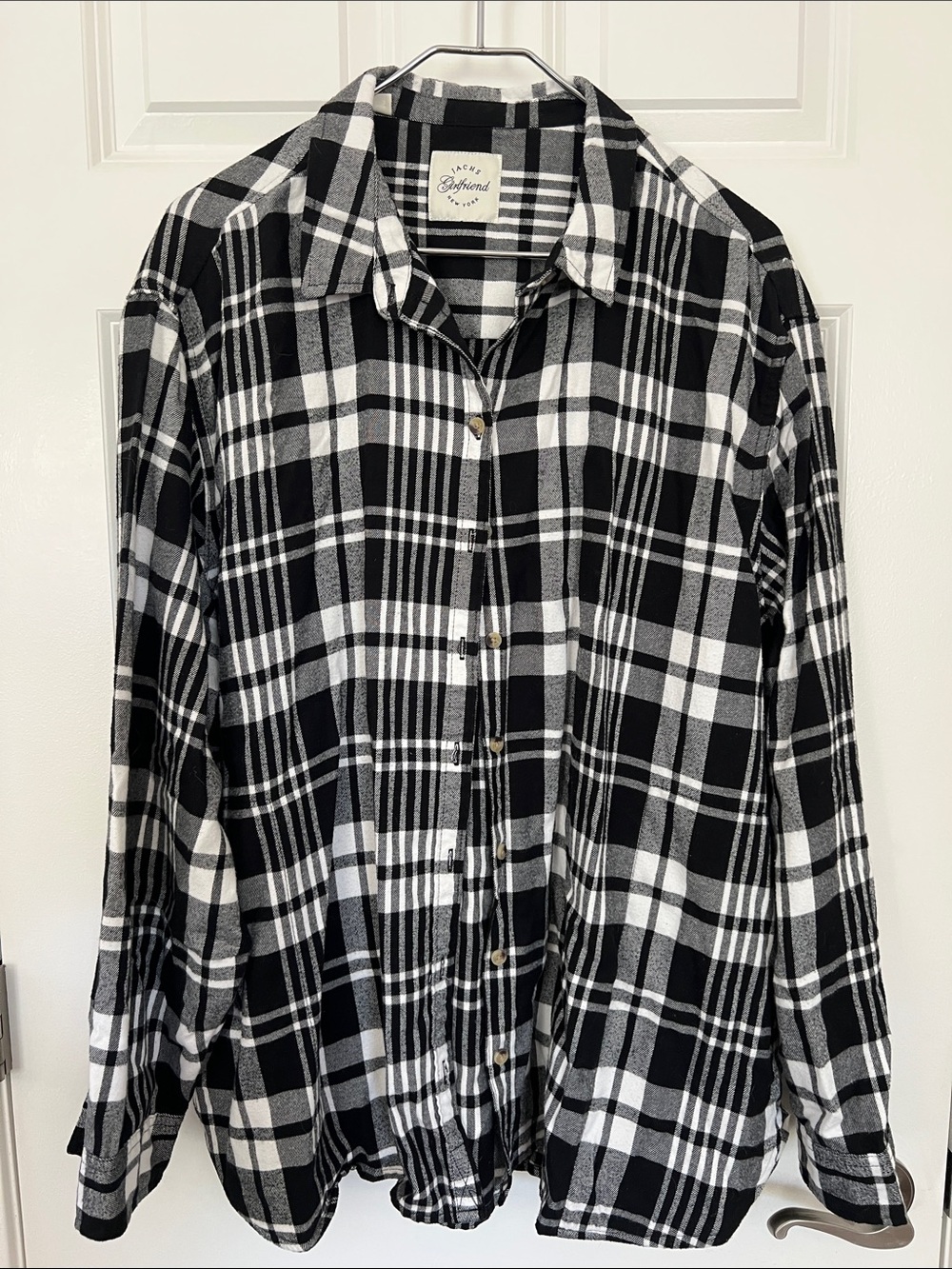 Jachs Girlfriend NY Black and White Plaid Button-Down Flannel Shirt - Size 3X